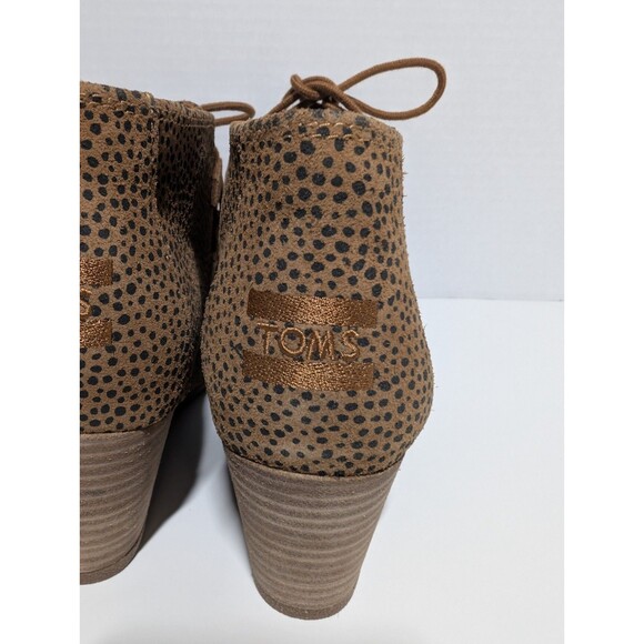 Toms Womens 8.5 Shoes Kala Wedge Bootie Ortholite Tan Mini Cheetah Suede NEW NWT - Picture 7 of 14